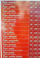 Menu Kamion du pont de l'arc - Les pizzas