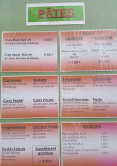 Menu Kasapates - Les pates et boissons
