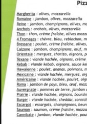 Menu Kéké pizza - les pizzas base tomate