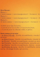 Menu L'atelier du Samoussa - Menus et suggestions 