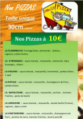 Menu L'atelier pizza - Pizzas 10€ et 11€