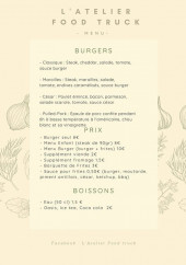 Menu L'Atelier - Les menus
