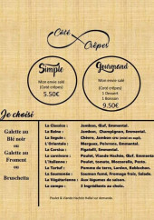 Menu L'Entre Deux - Galettes et bruschettas 