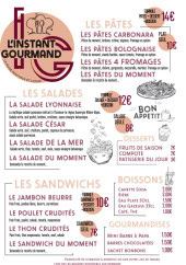 Menu L'instant Gourmand - La carte