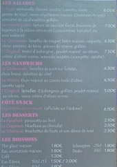 Menu L'original cook - Les salades, sandwiches, snack...