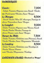 Menu L'original's Food Truck - Les hamburgers et sandwiches chauds