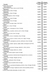 Menu La Balandrine - Les pizzas