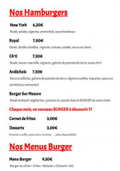 Menu La Baraque À Frite - Les hamburgers