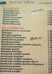 Menu La Crêp' à Dany - Les paninis et les sandwiches