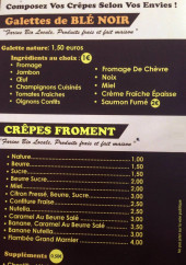Menu La Crêperie Roulante - Galettes et crêpes 