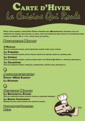 Menu La Cuisine Qui Roule - Les bruschettas, accompagnements et desserts