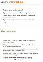 Menu La Fine Bouche - Les pizzas