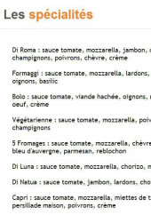 Menu La Fine Bouche - Les pizzas suite