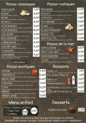 Menu La Fringadalle - Les pizzas, desserts et boissons