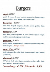 Menu La Gargotine - Burgers