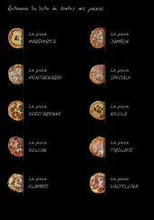 Menu La Minitalie - liste des pizzas