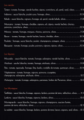 Menu La pid’’zza - Les pizzas viandes, legumes et montagnes