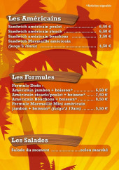 Menu La Réunion Lé La - Les américains, formules et salades 