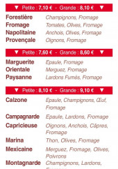 Menu La Saga des Pizz' - Pizzas