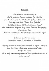 Menu La Table D'Aline - Présentation