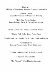 Menu La Table D'Aline - Menu 1