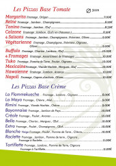 Menu Lady Pizza - Pizzas base tomate et crème