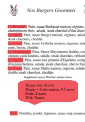 Menu Le Blommi's - Les burgers