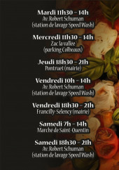 Menu Le camion à pizza - Les informations