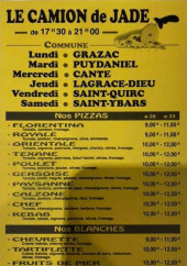 Menu Le camion de jade - Les pizzas