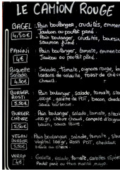 Menu Le camion rouge - Le bagels, paninis et burgers,...