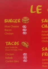 Menu Le camion rouge - Les burgers, tacos et sandwichs,...