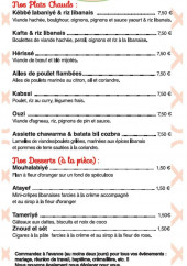 Menu Le Cedro - Les plats chauds et desserts