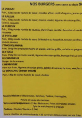 Menu Le comptoir burger - Les burgers