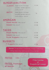 Menu Le Diner - Burgers, américain ,tacos,...