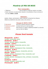 Menu Le Feu de Bois - Les pizzas