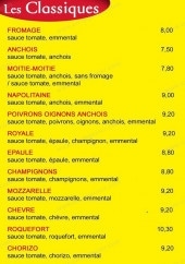 Menu Le  Fringalou - Les pizzas classiques et spéciales