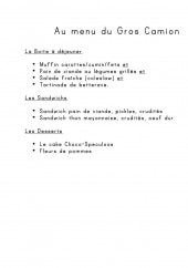 Menu Le Gros Camion - la carte