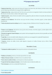 Menu Le Manatoa - Les entrées, plats, desserts,...