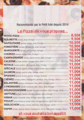 Menu Le Pizzaiolo - Les pizzas