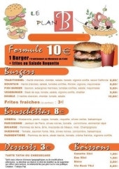 Menu Le Plan B - Desserts, boissons,burgers,....