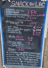 Menu Le snack du lac - L'ardoise