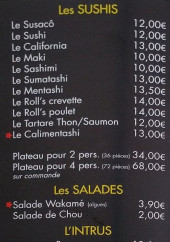 Menu Le sûsacô - Les sushis, salades,...