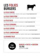 Menu Les Folies Burger's - Les burgers