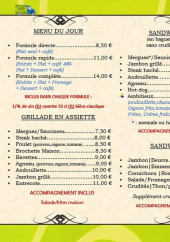 Menu Les Globes K'rockeurs - Le menu du jour, sandwiches et grillades