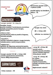 Menu Les p'tis poulets - Sandwiches et garnitures