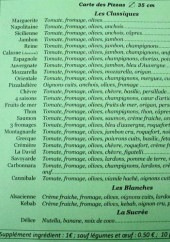 Menu Les Pizzas d'Olivier - Les pizzas