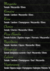 Menu Les Pizzas du Feuilly - Les pizzas