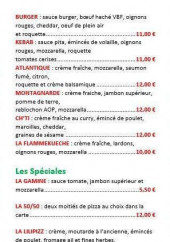 Menu Lilli Pizz - Pizzas suite et spéciales