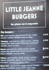 Menu Little Jeanne - Burgers