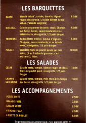 Menu Local Snack'Lap - Les barquettes, salades et accompagnements